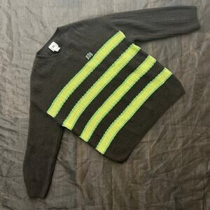 BDG Dark Grey and Green Grunge Striped Relaxed Sweater Size XS